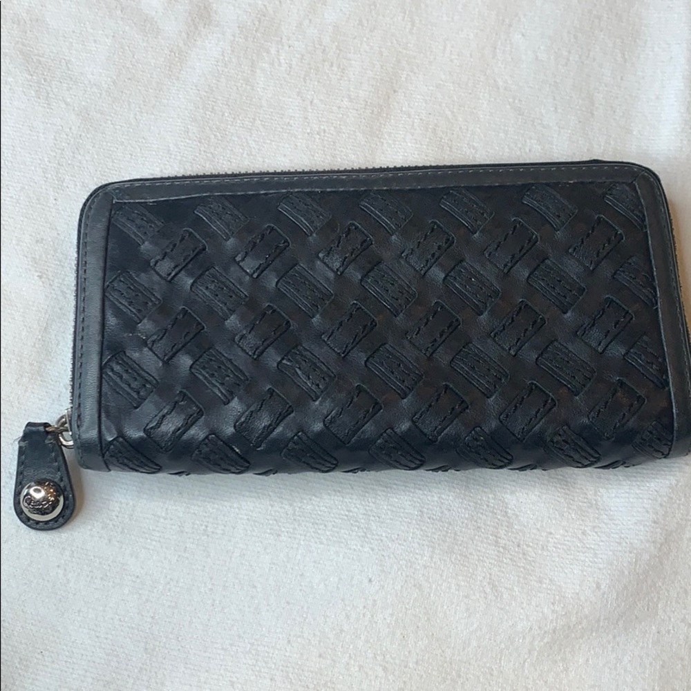 Coach Black Leather Accordion Wallet